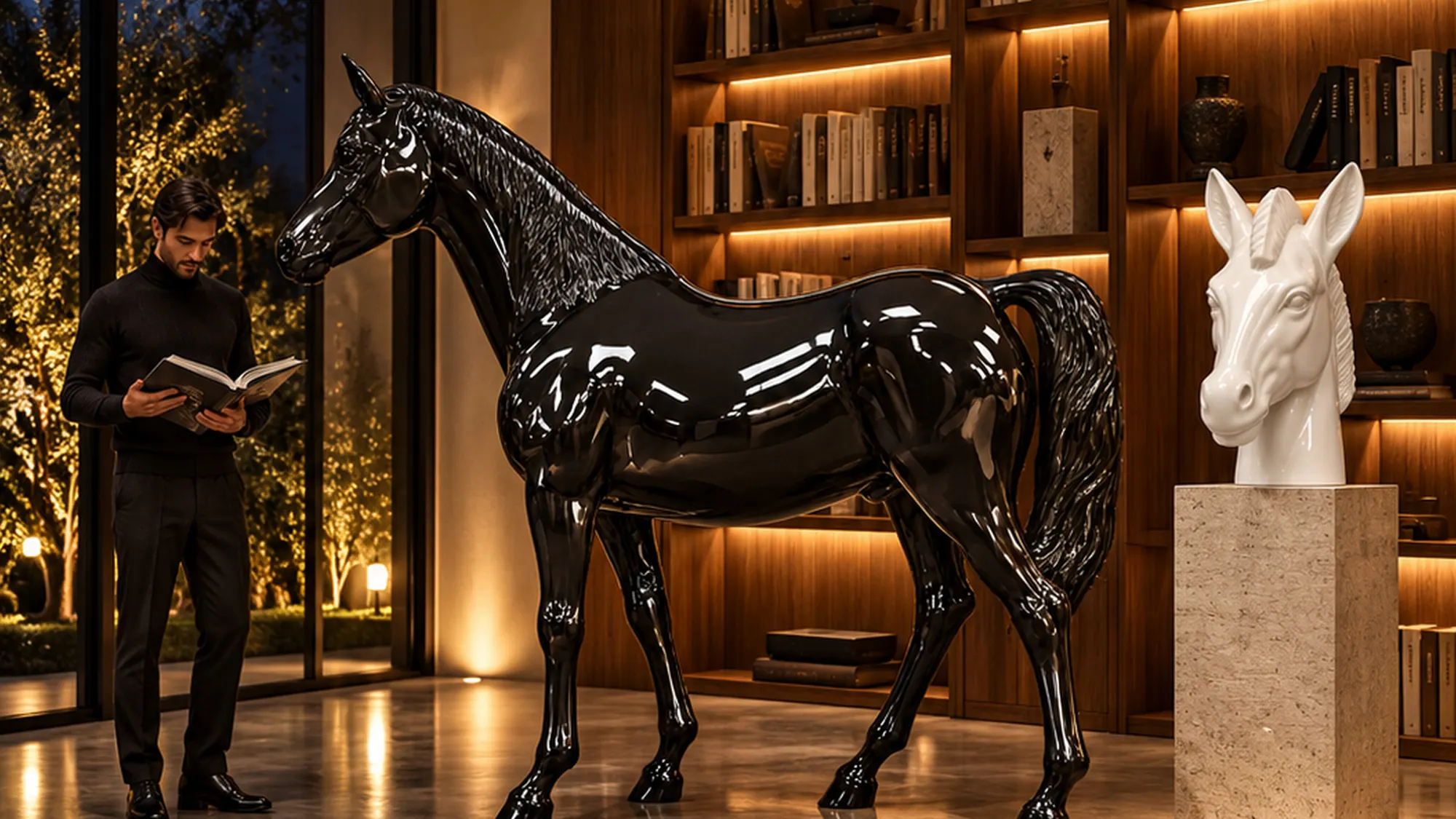 Statua Cavallo in piedi A1868 ambientata