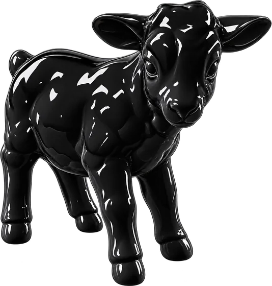 Statua Agnello Small nero lucido ZWI-48-K1