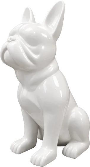 Statua Bulldog seduto Maxi bianco lucido ZWI-01/122