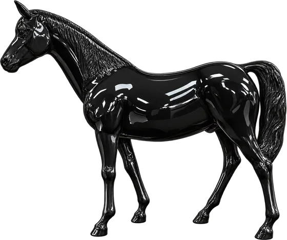 Statua Cavallo in piedi nero lucido A1868