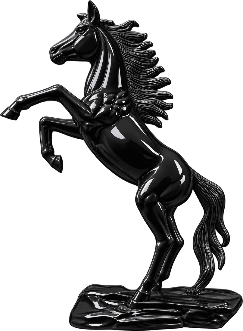 Statua Cavallo rampante A1845 nero lucido