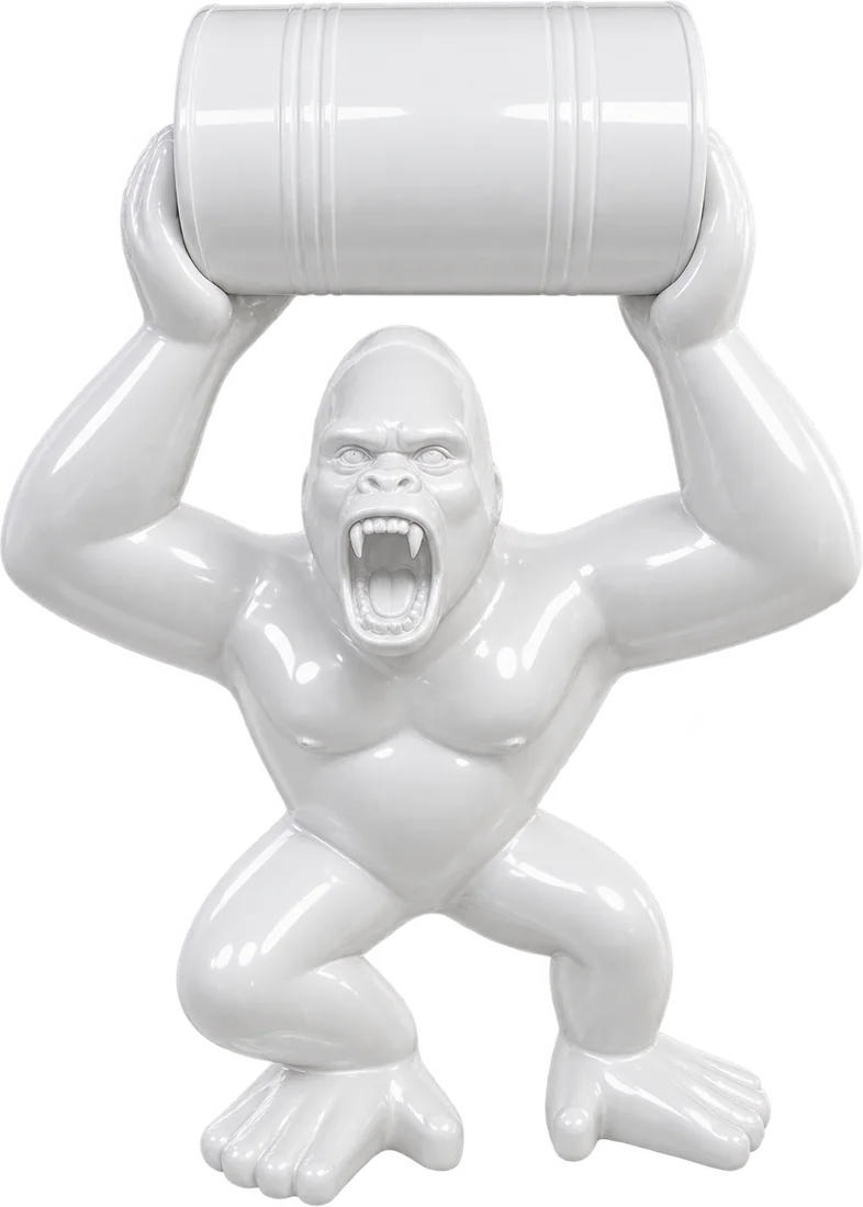 Statua Gorilla Barrel Small ZWI-06/65 bianco lucido