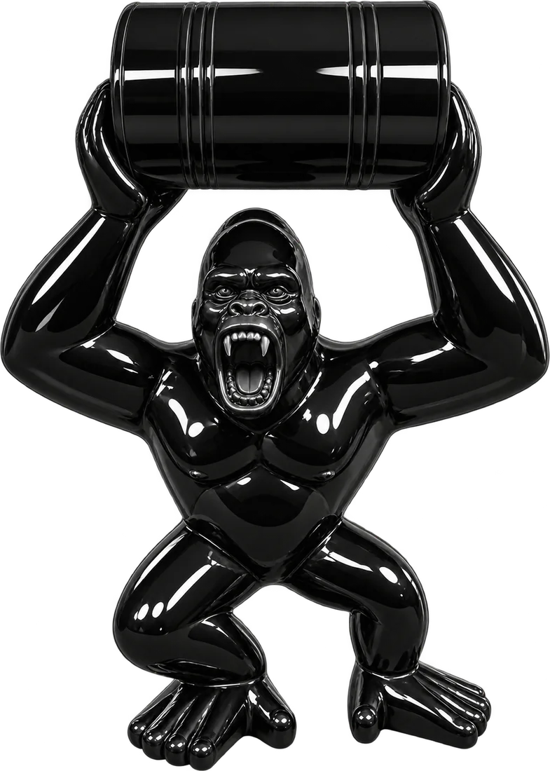 Statua Gorilla Barrel Small ZWI-06/65 nero lucido