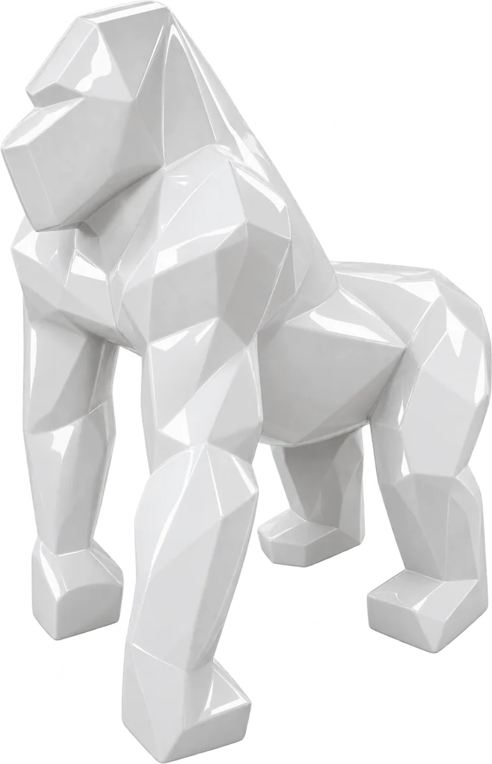 Statua Gorilla geometrico ZWI-57/131 bianco lucido