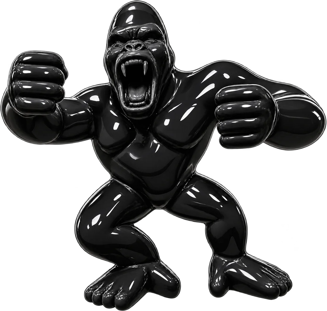 Statua Gorilla Maxi ZWI-07/180 nero lucido