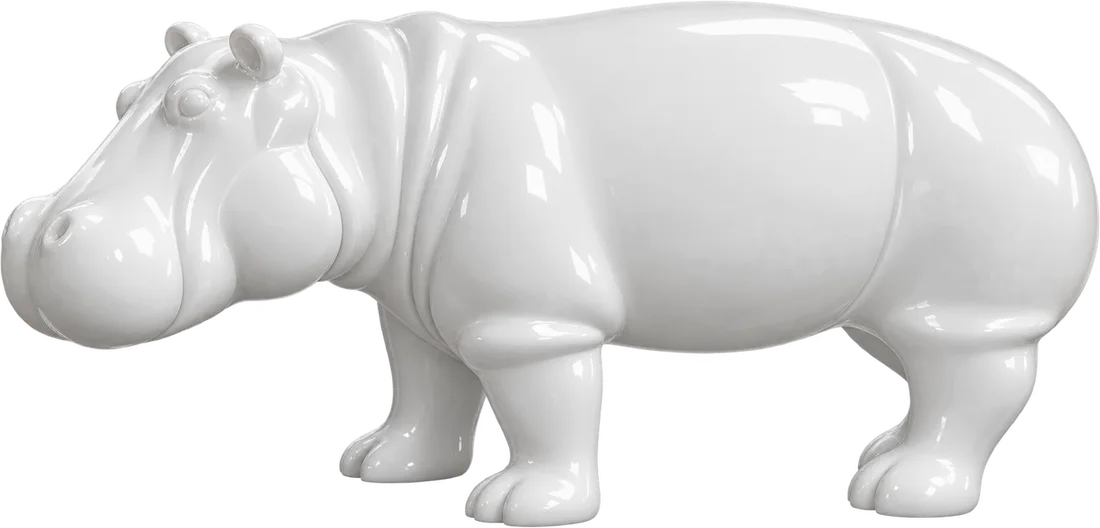 Statua Ippopotamo Medium ZWI-60/46 bianco lucido