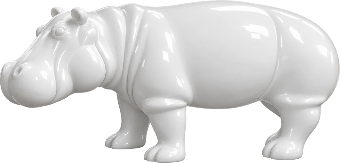 Statua Ippopotamo Large ZWI-60/82 bianco lucido
