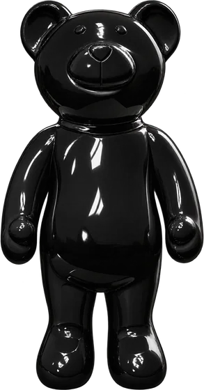 Statua Orso Teddy nero lucido ZWI-64/142
