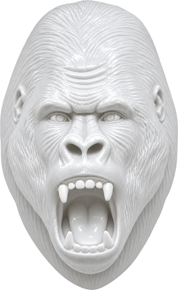 Statua Testa di gorilla A1340 bianco lucido