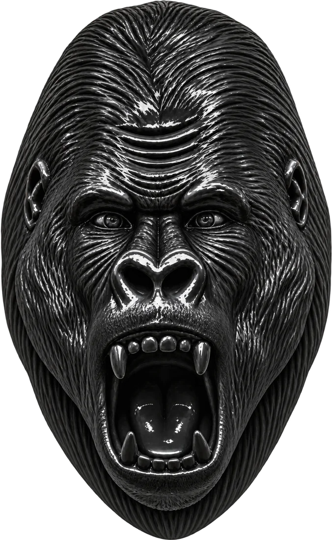 Statua Testa di gorilla A1340 nero lucido