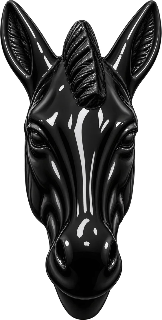 Statua Testa di zebra A1337 nero lucido